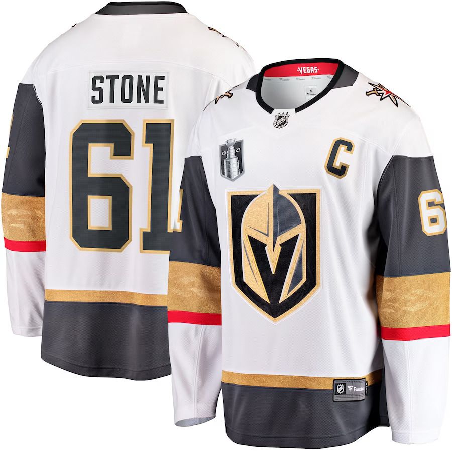 Men Vegas Golden Knights 61 Mark Stone Fanatics Branded White 2023 Stanley Cup Final Away Breakaway Player NHL Jersey